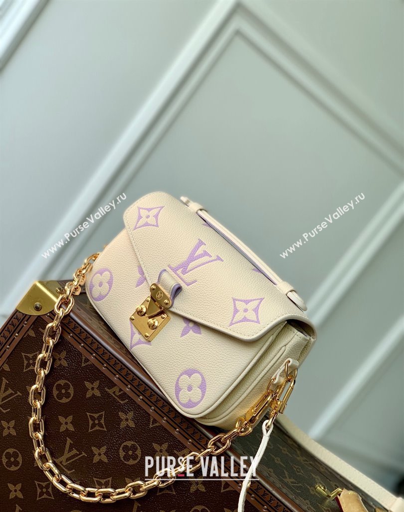 Louis Vuitton Pochette Metis East West Bag in Monogram Empreinte Leather M45696 Light Beige/Purple 2023 (KI-240412040)