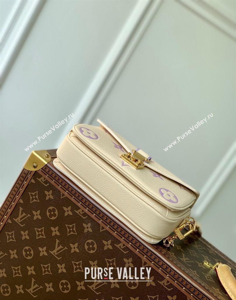 Louis Vuitton Pochette Metis East West Bag in Monogram Empreinte Leather M45696 Light Beige/Purple 2023 (KI-240412040)