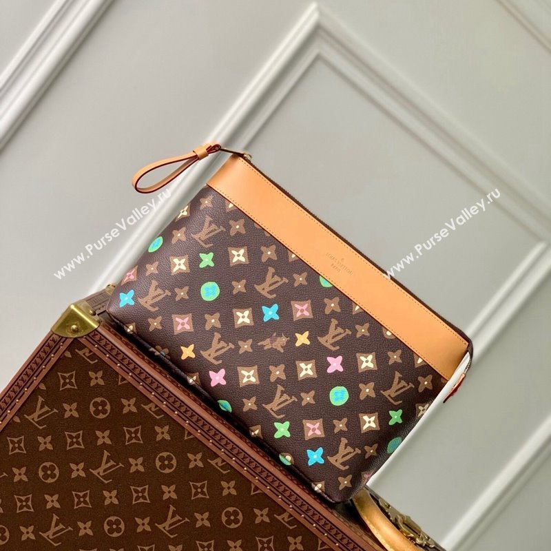 Louis Vuitton Pochette Voyage Souple Pouch in Monogram Craggy Canvas M83568 Chocolate Brown 2024 (KI-240412048)