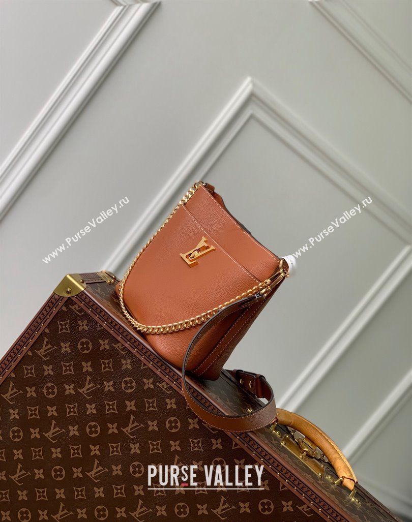 Louis Vuitton Lock and Walk Bucket Bag in Grained Leather M24165 Brown 2024 (KI-240412028)