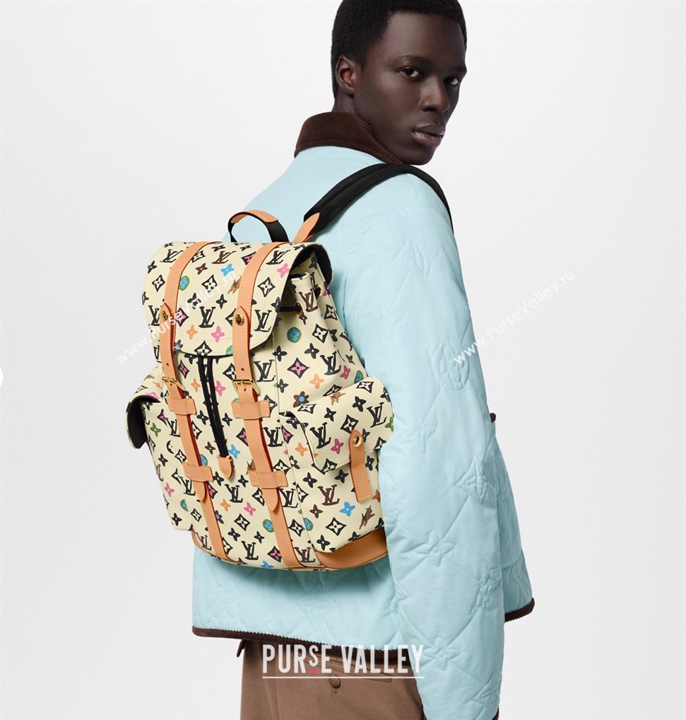 Louis Vuitton Mens Christopher MM Backpack bag in Monogram Craggy Canvas M25240 Vanilla White 2024 (KI-240412053)