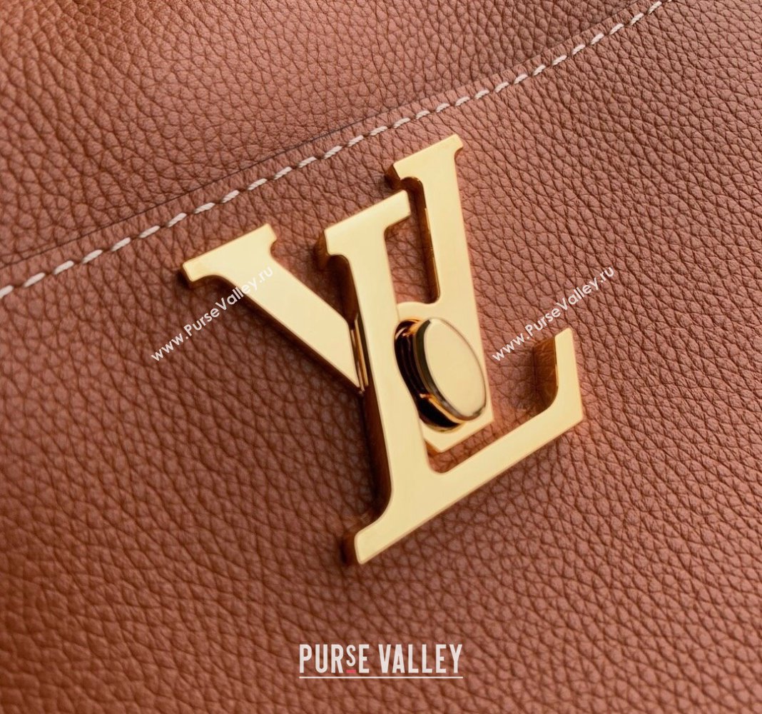Louis Vuitton Lock and Walk Bucket Bag in Grained Leather M24165 Brown 2024 (KI-240412028)