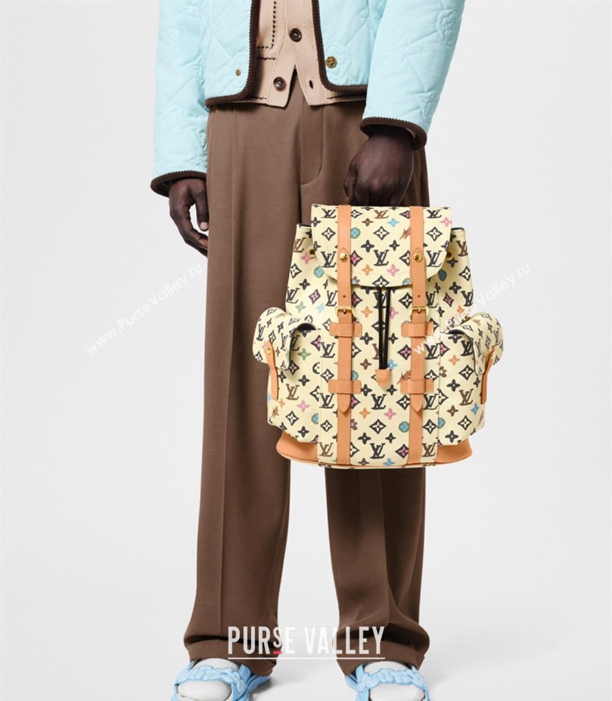 Louis Vuitton Mens Christopher MM Backpack bag in Monogram Craggy Canvas M25240 Vanilla White 2024 (KI-240412053)