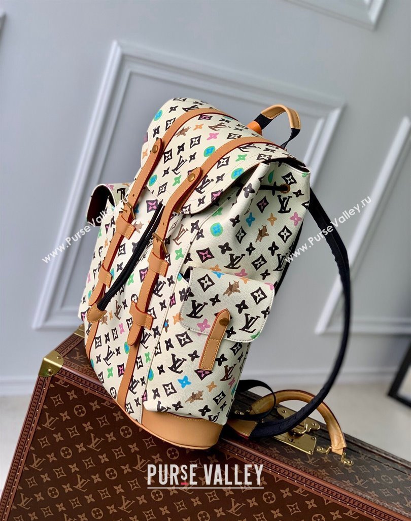 Louis Vuitton Mens Christopher MM Backpack bag in Monogram Craggy Canvas M25240 Vanilla White 2024 (KI-240412053)