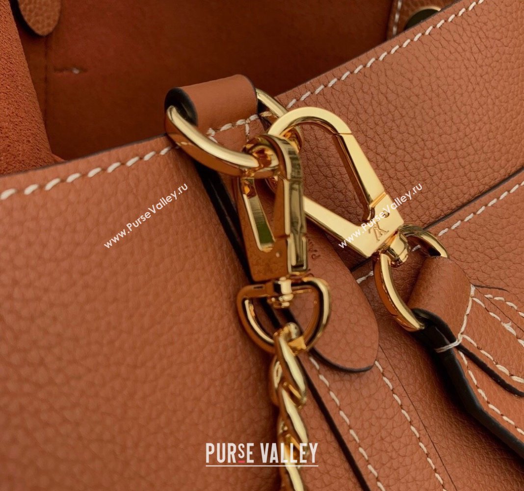 Louis Vuitton Lock and Walk Bucket Bag in Grained Leather M24165 Brown 2024 (KI-240412028)