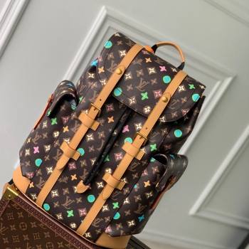 Louis Vuitton Mens Christopher MM Backpack bag in Monogram Craggy Canvas M25240 Chocolate Brown 2024 (KI-240412054)