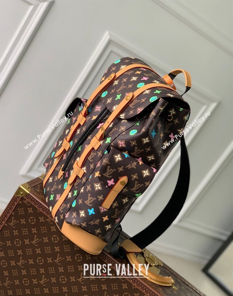 Louis Vuitton Mens Christopher MM Backpack bag in Monogram Craggy Canvas M25240 Chocolate Brown 2024 (KI-240412054)