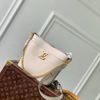 Louis Vuitton Lock and Walk Bucket Bag in Grained Leather M24638 White 2024 (KI-240412027)