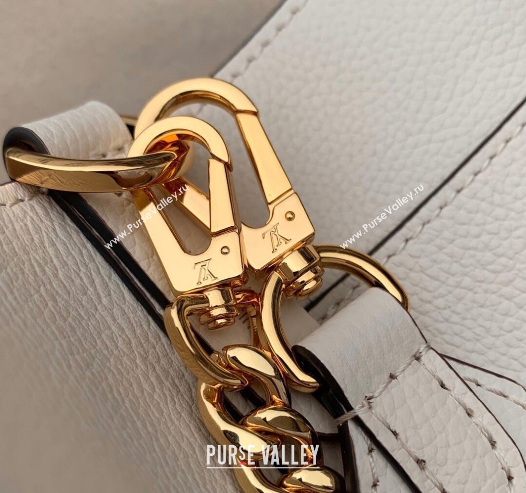 Louis Vuitton Lock and Walk Bucket Bag in Grained Leather M24638 White 2024 (KI-240412027)