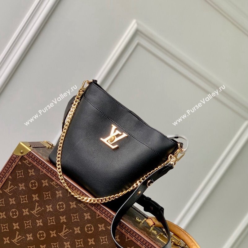 Louis Vuitton Lock and Walk Bucket Bag in Grained Leather M24006 Black 2024 (KI-240412029)