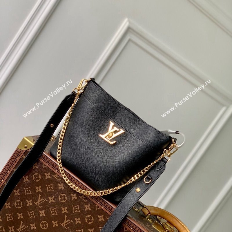 Louis Vuitton Lock and Walk Bucket Bag in Grained Leather M24006 Black 2024 (KI-240412029)