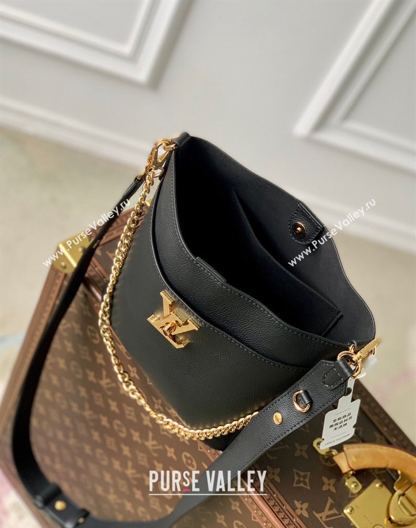 Louis Vuitton Lock and Walk Bucket Bag in Grained Leather M24006 Black 2024 (KI-240412029)