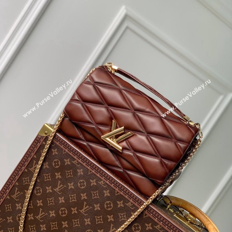 Louis Vuitton GO-14 GM Shoulder Bag in Quilted Lambskin M23689 Brown 2024 (KI-240412084)