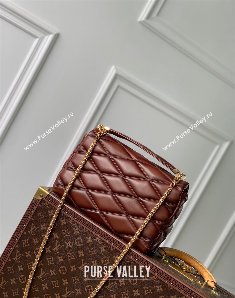 Louis Vuitton GO-14 GM Shoulder Bag in Quilted Lambskin M23689 Brown 2024 (KI-240412084)