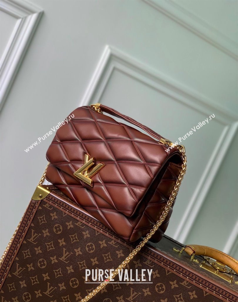 Louis Vuitton GO-14 GM Shoulder Bag in Quilted Lambskin M23689 Brown 2024 (KI-240412084)