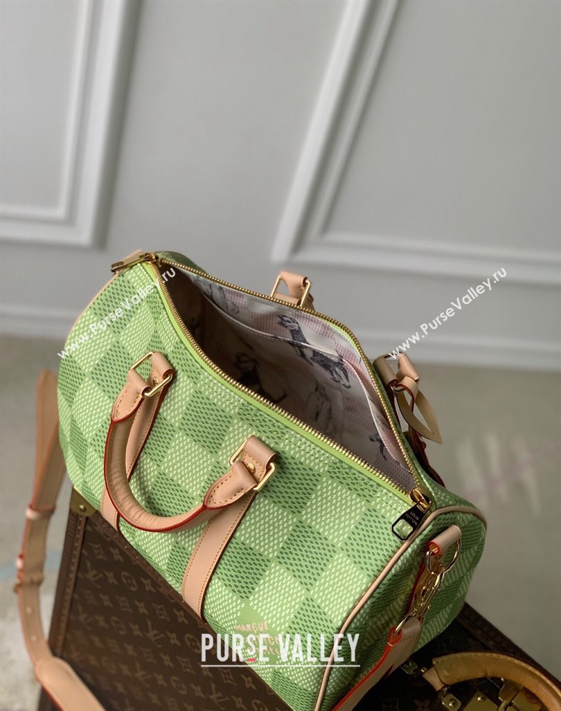 Louis Vuitton Keepall Bandouliere 35 Travel Bag in Damier Golf Canvas N40671 Green 2024 (KI-240412088)