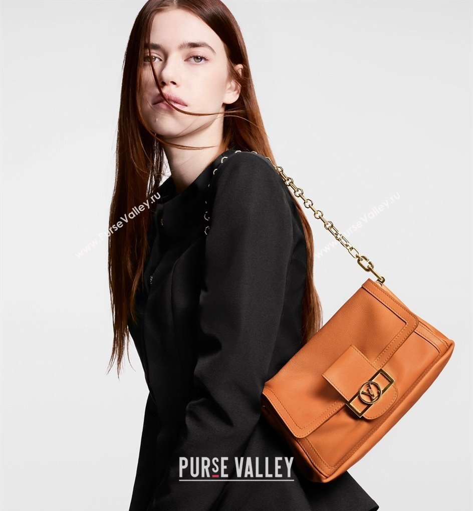 Louis Vuitton Dauphine Soft MM Shoulder bag in Calfskin M25048 Orange 2024 (KI-240413008)
