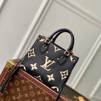 Louis Vuitton OnTheGo BB Tote Bag Monogram Empreinte Leather M46993 Black/Beige 2024 (KI-240413013)