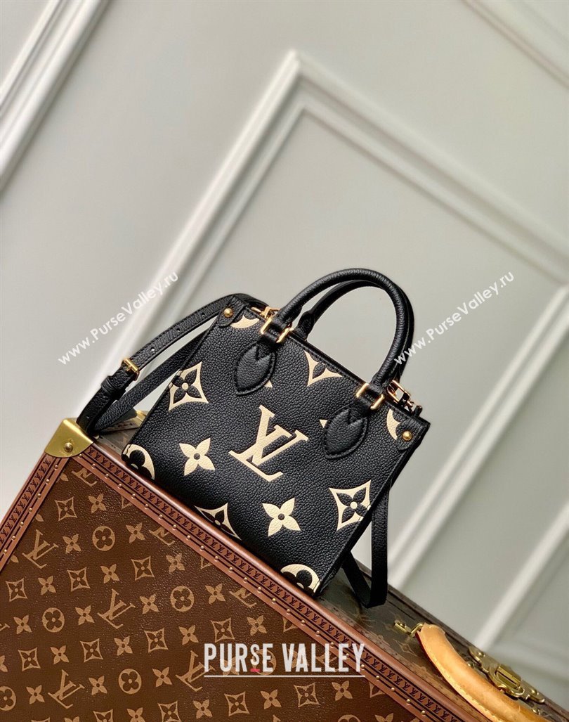 Louis Vuitton OnTheGo BB Tote Bag Monogram Empreinte Leather M46993 Black/Beige 2024 (KI-240413013)