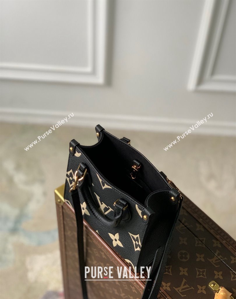 Louis Vuitton OnTheGo BB Tote Bag Monogram Empreinte Leather M46993 Black/Beige 2024 (KI-240413013)