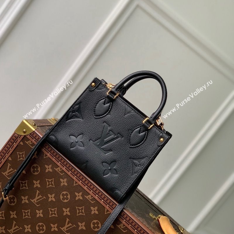 Louis Vuitton OnTheGo BB Tote Bag Monogram Empreinte Leather M46993 Black/Gold 2024 (KI-240413014)