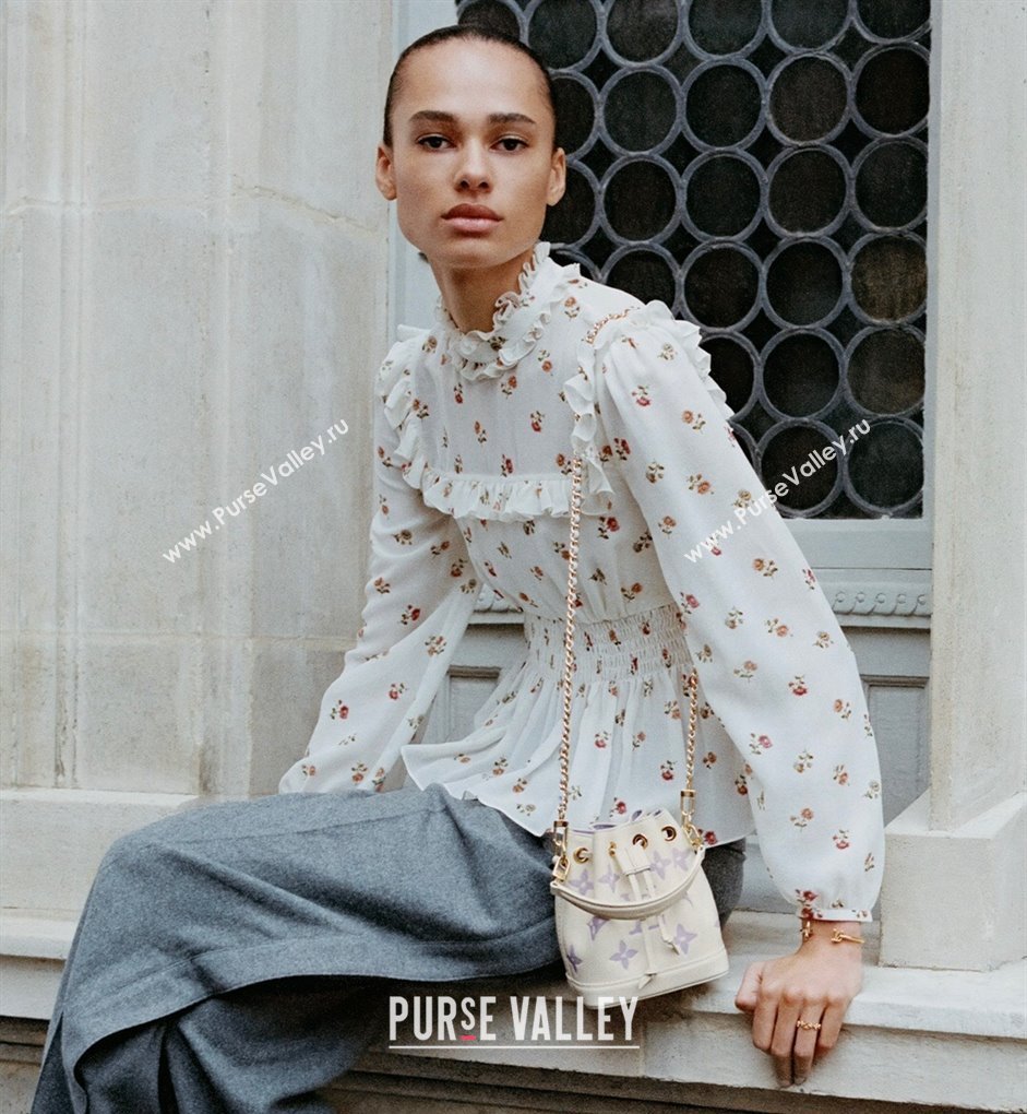 Louis Vuitton Nano Noe Bucket Bag in Bicolor Monogram Leather M82933 White/Blue 2024 (KI-240413015)