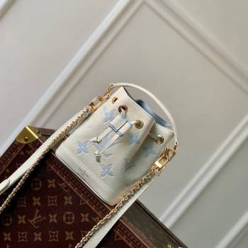Louis Vuitton Nano Noe Bucket Bag in Bicolor Monogram Leather M82933 White/Blue 2024 (KI-240413015)