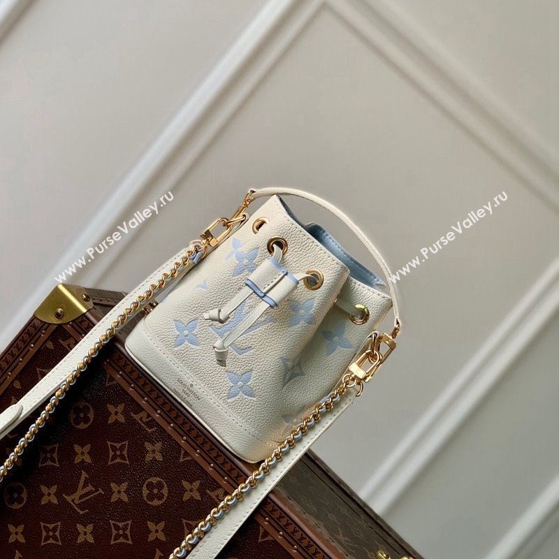 Louis Vuitton Nano Noe Bucket Bag in Bicolor Monogram Leather M82933 White/Blue 2024 (KI-240413015)
