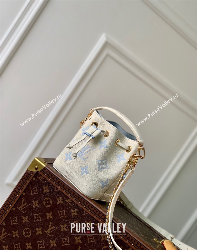 Louis Vuitton Nano Noe Bucket Bag in Bicolor Monogram Leather M82933 White/Blue 2024 (KI-240413015)