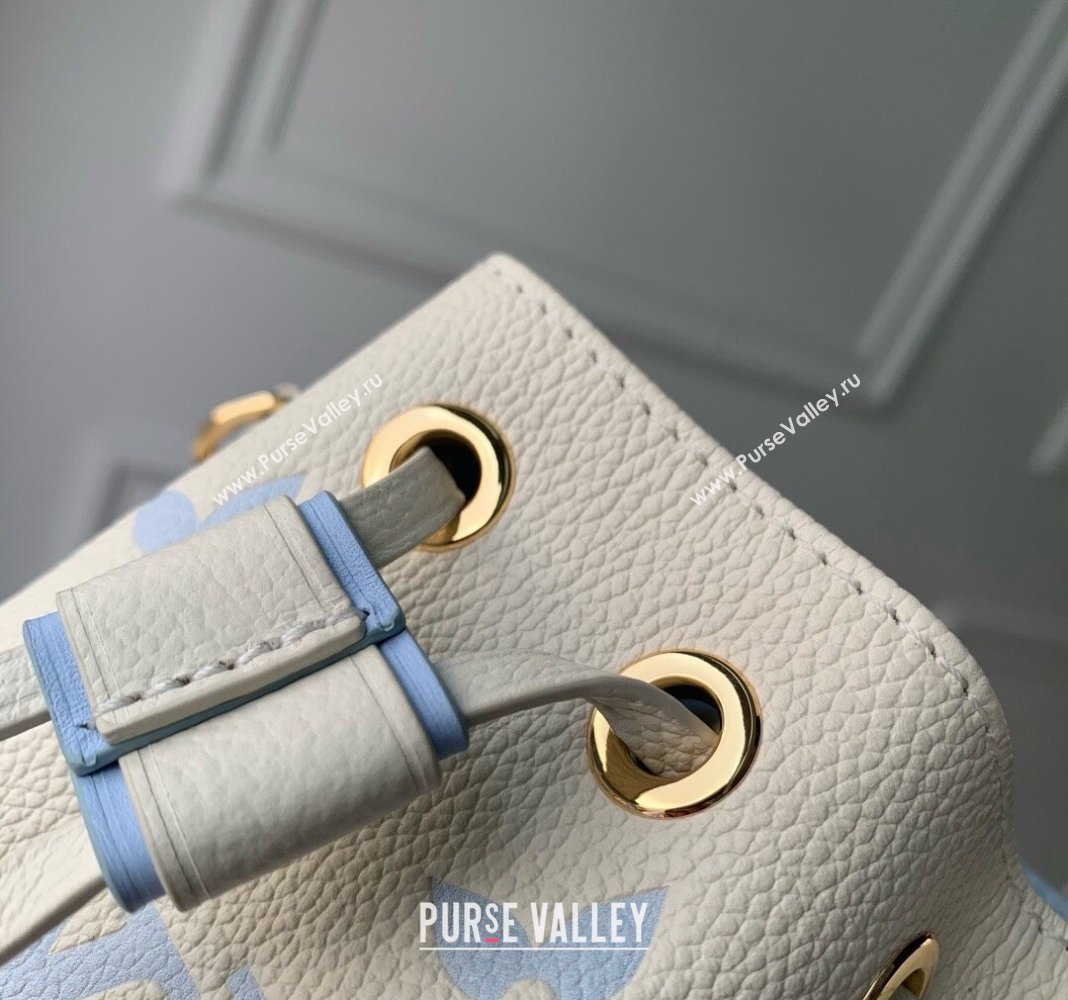 Louis Vuitton Nano Noe Bucket Bag in Bicolor Monogram Leather M82933 White/Blue 2024 (KI-240413015)