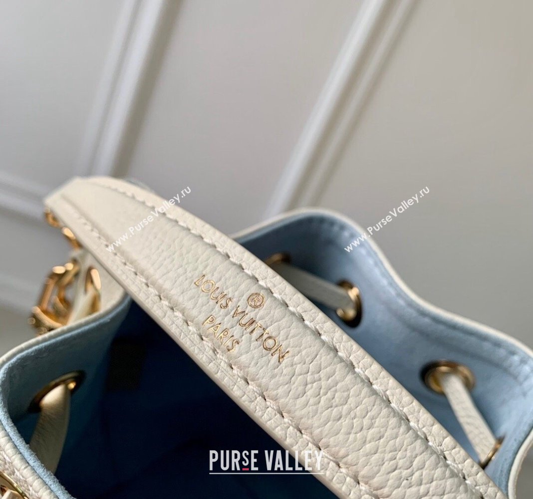 Louis Vuitton Nano Noe Bucket Bag in Bicolor Monogram Leather M82933 White/Blue 2024 (KI-240413015)