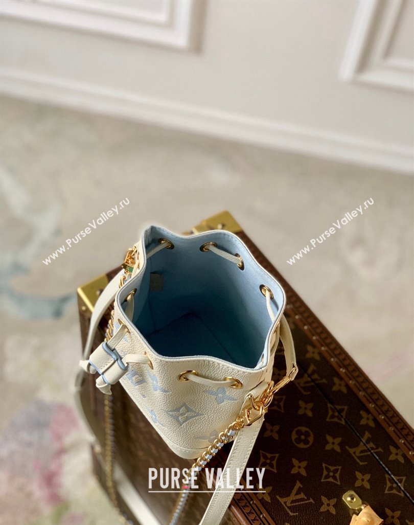 Louis Vuitton Nano Noe Bucket Bag in Bicolor Monogram Leather M82933 White/Blue 2024 (KI-240413015)