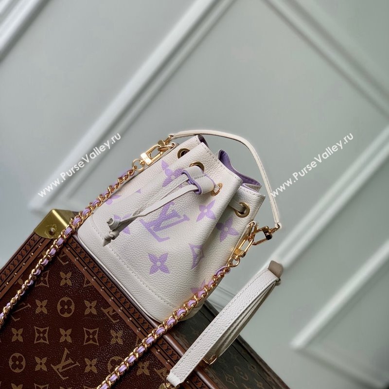 Louis Vuitton Nano Noe Bucket Bag in Bicolor Monogram Leather M82933 White/Purple 2024 (KI-240413016)