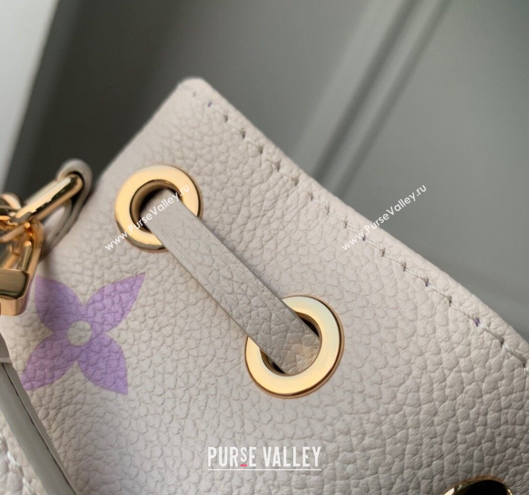 Louis Vuitton Nano Noe Bucket Bag in Bicolor Monogram Leather M82933 White/Purple 2024 (KI-240413016)