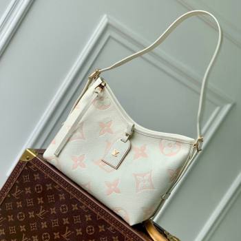 Louis Vuitton CarryAll PM Hobo Bag in Bicolor Monogram Leather M24141 White/Peach Pink 2024 (KI-240413017)