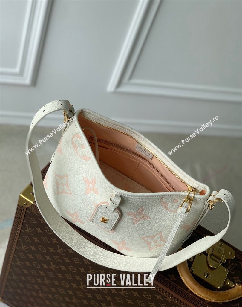 Louis Vuitton CarryAll PM Hobo Bag in Bicolor Monogram Leather M24141 White/Peach Pink 2024 (KI-240413017)