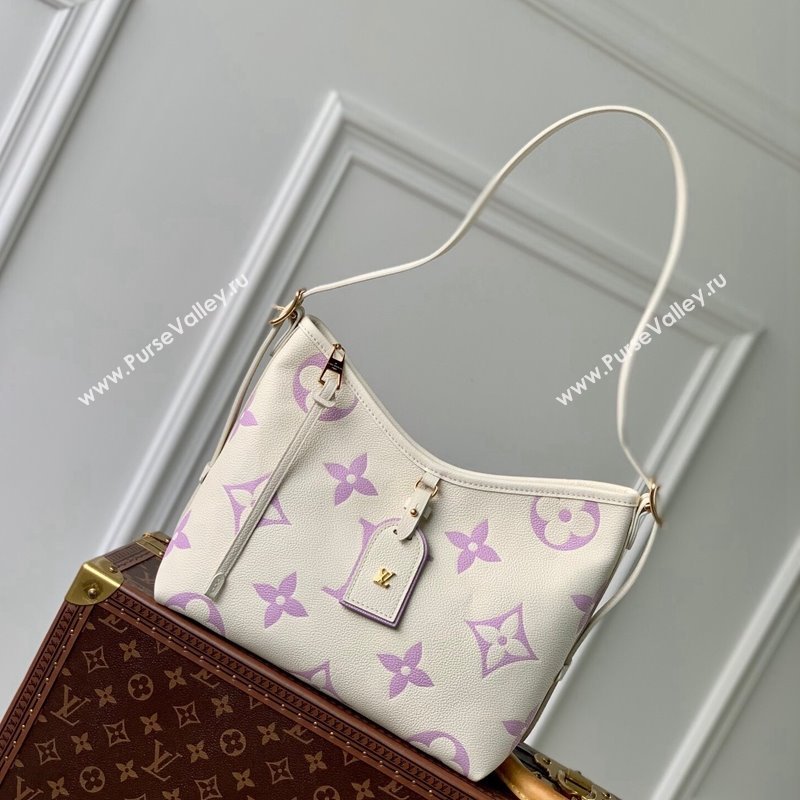 Louis Vuitton CarryAll PM Hobo Bag in Bicolor Monogram Leather M24141 White/Purple 2024 (KI-240413019)