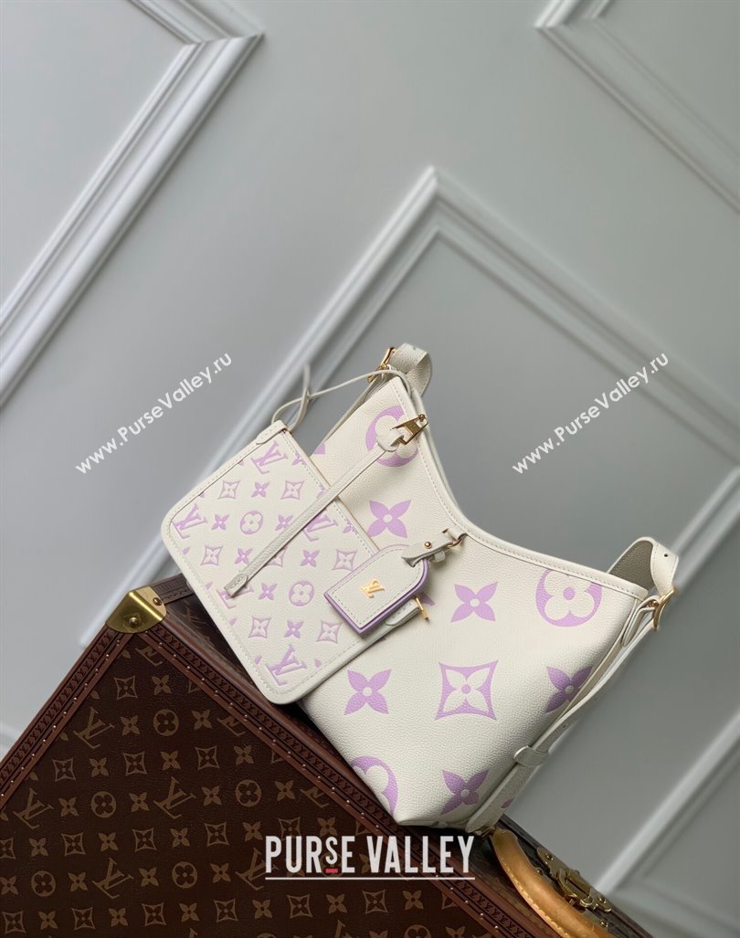 Louis Vuitton CarryAll PM Hobo Bag in Bicolor Monogram Leather M24141 White/Purple 2024 (KI-240413019)