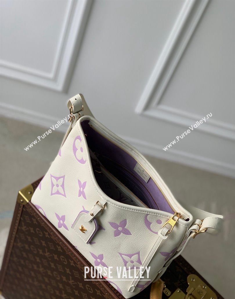 Louis Vuitton CarryAll PM Hobo Bag in Bicolor Monogram Leather M24141 White/Purple 2024 (KI-240413019)