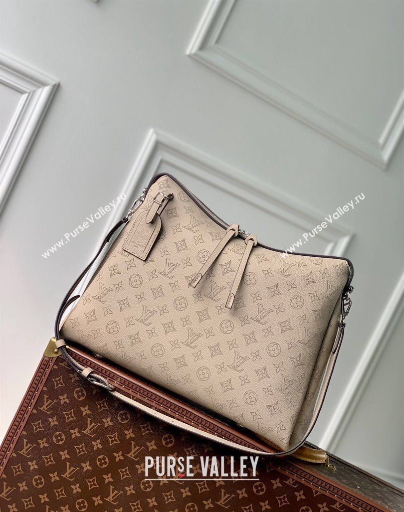 Louis Vuitton Hand It All MM Hobo Bag in Mahina calfskin M24133 Galet Grey 2024 (KI-240413021)