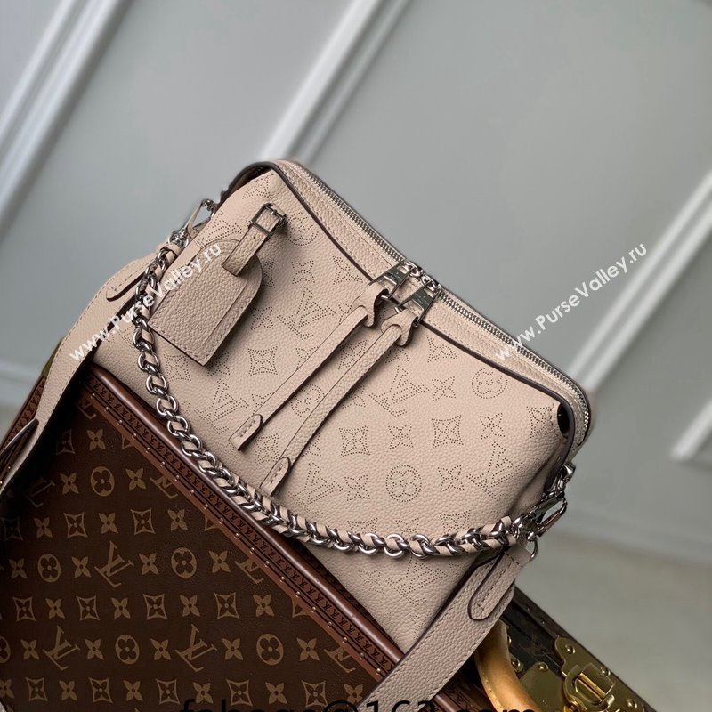 Louis Vuitton Hand It All PM Hobo Bag in Mahina calfskin M24255 Galet Grey 2024 (KI-240413024)