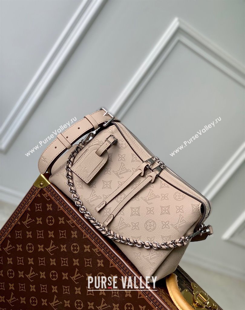 Louis Vuitton Hand It All PM Hobo Bag in Mahina calfskin M24255 Galet Grey 2024 (KI-240413024)