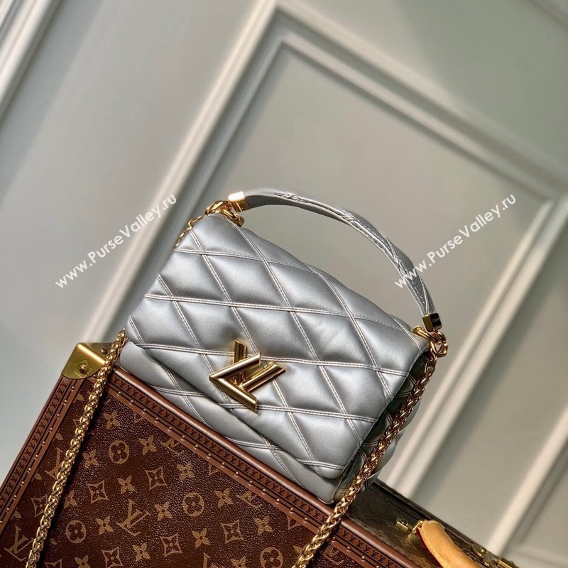 Louis Vuitton GO-14 MM Shoulder Bag in Quilted Lambskin M25107 Silver 2024 (KI-240413025)