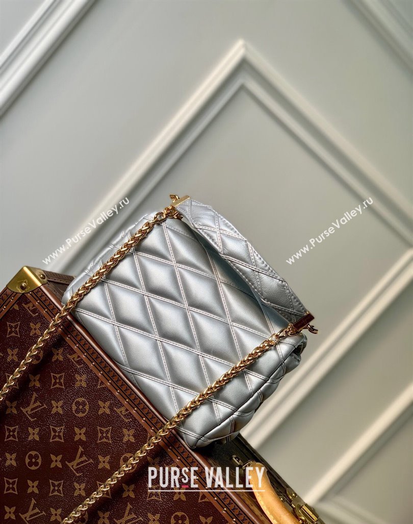 Louis Vuitton GO-14 MM Shoulder Bag in Quilted Lambskin M25107 Silver 2024 (KI-240413025)