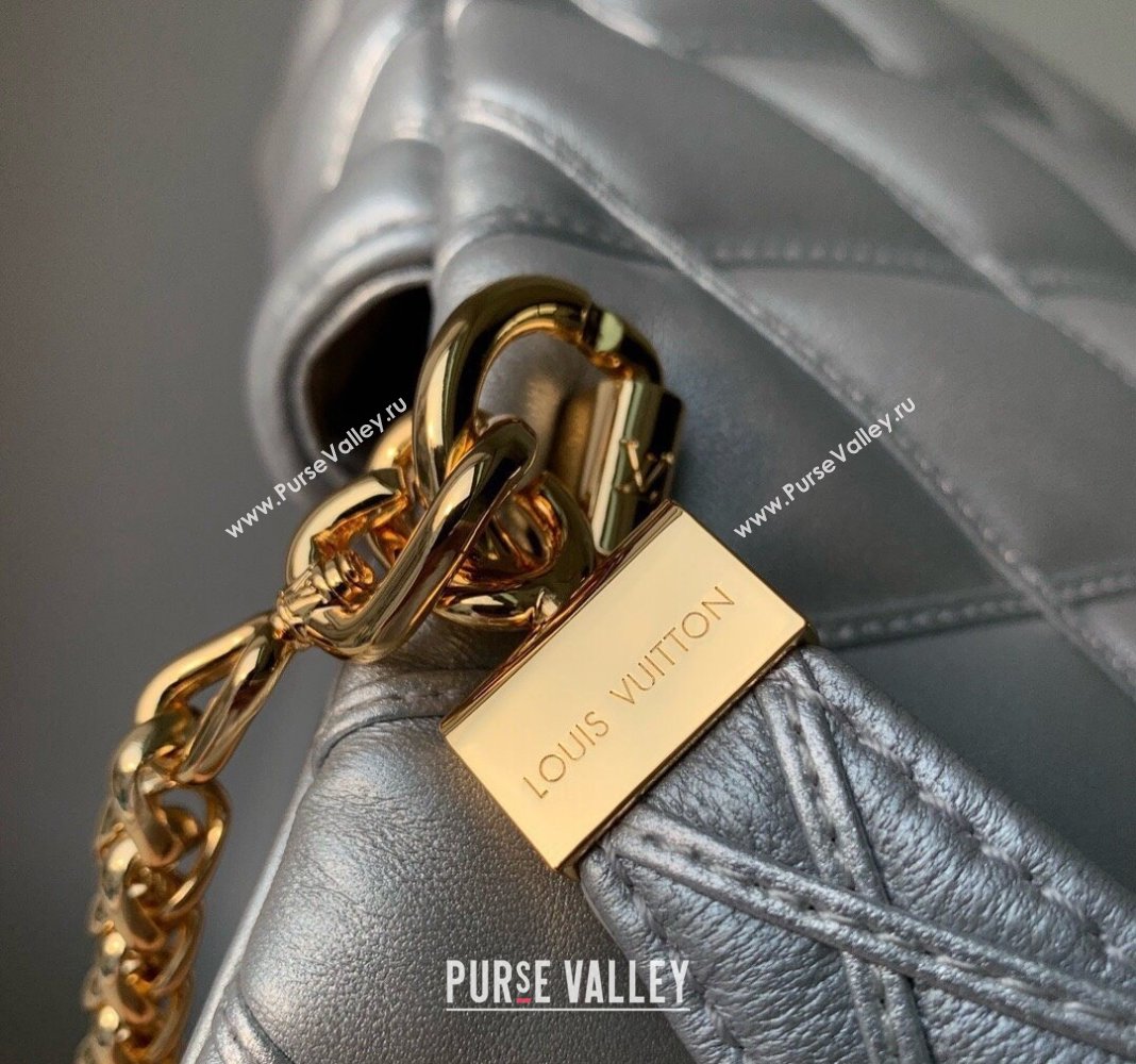 Louis Vuitton GO-14 MM Shoulder Bag in Quilted Lambskin M25107 Silver 2024 (KI-240413025)