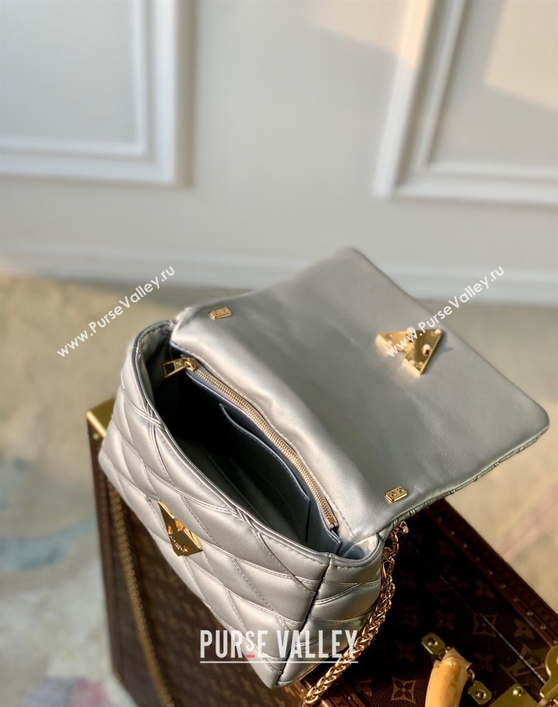 Louis Vuitton GO-14 MM Shoulder Bag in Quilted Lambskin M25107 Silver 2024 (KI-240413025)