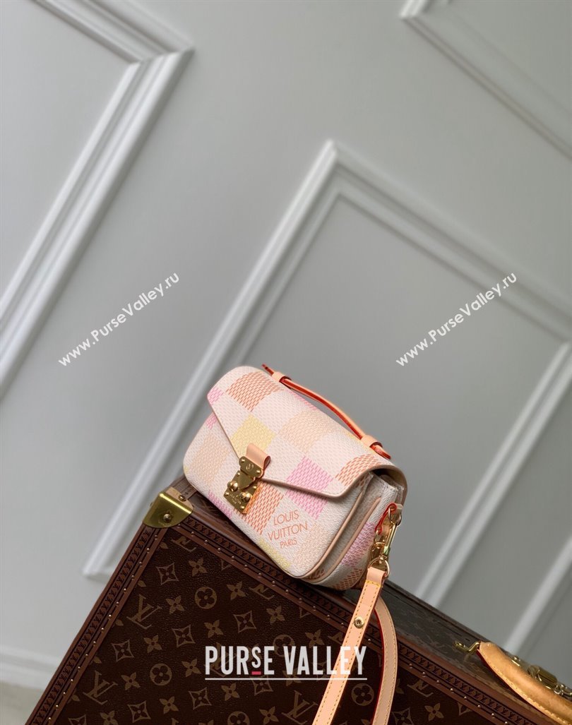 Louis Vuitton Pochette Metis East West Bag in Damier Giant Canvas N40749 Peach Pink 2024 (KI-240412091)