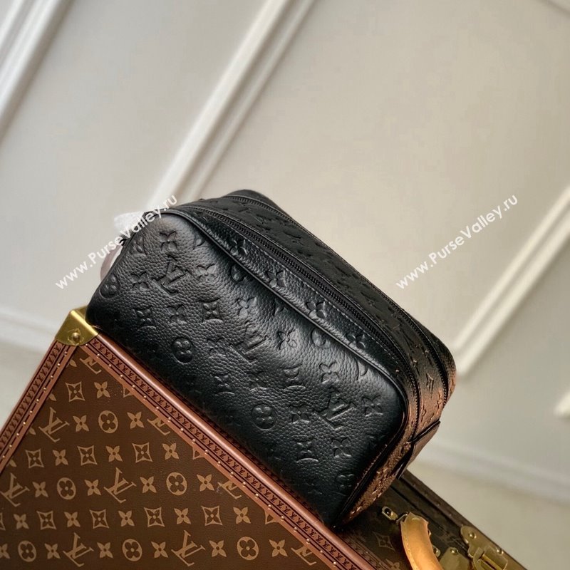 Louis Vuitton Dopp Kit Toilet Clutch in Taurillon Monogram Leather M82576 Black 2024 (KI-240413030)