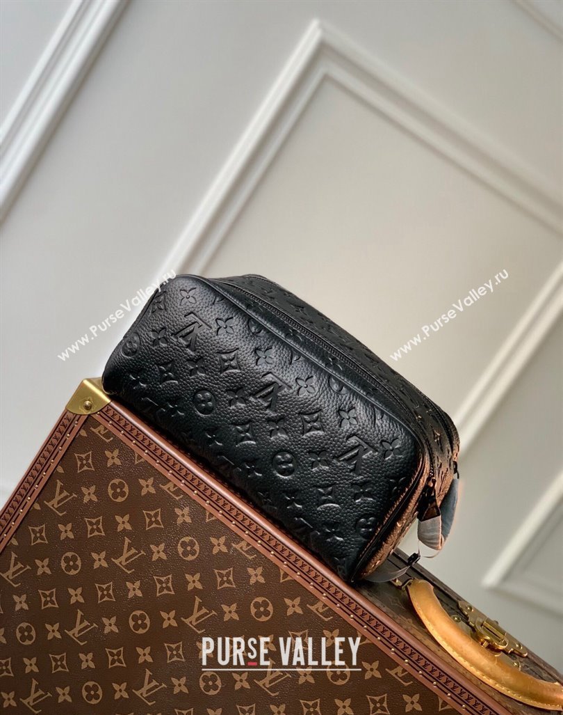 Louis Vuitton Dopp Kit Toilet Clutch in Taurillon Monogram Leather M82576 Black 2024 (KI-240413030)