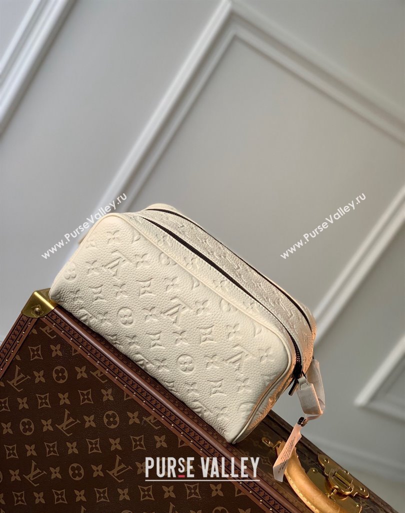 Louis Vuitton Dopp Kit Toilet Clutch in Taurillon Monogram Leather M82576 White 2024 (KI-240413033)